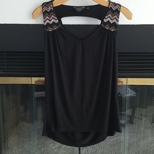 Guess black blouse , draped back